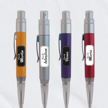 Pack 10 perfumadores bolígrafos 5 ML  + Pegatinas Personalizadas "Eau De Nombre"